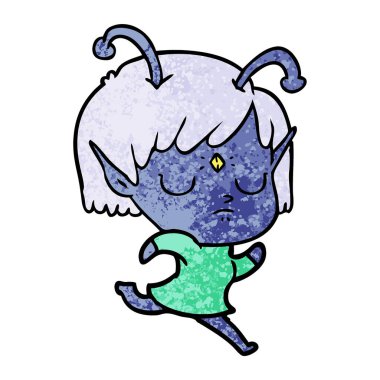 vektör çizim karikatür uzaylı kız