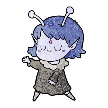 vektör çizim karikatür uzaylı kız