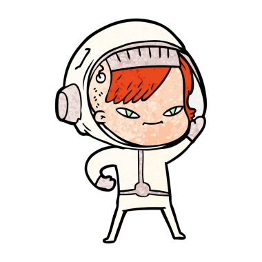 vektör çizim karikatür astronot kadın