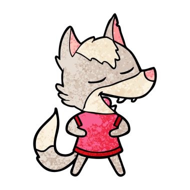 vektör çizim karikatür kurt gülen