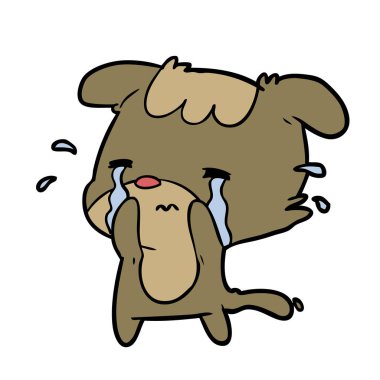 Çizgi film üzgün köpek ağlıyor.