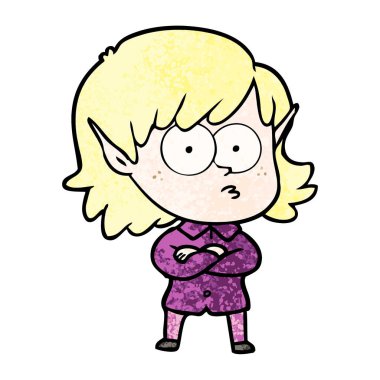 vektör çizim karikatür elf kızı