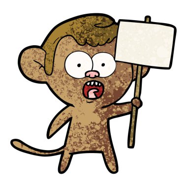 vektör çizim karikatür şok maymun