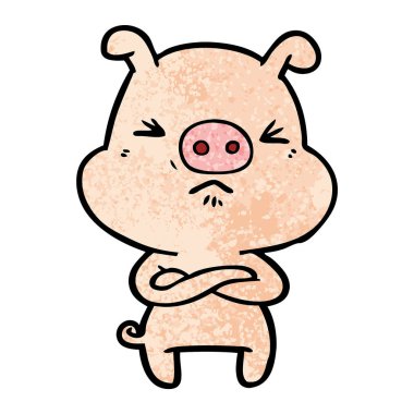 vektör çizim karikatür kızgın domuz