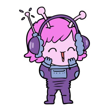 vektör çizim karikatür uzaylı kız