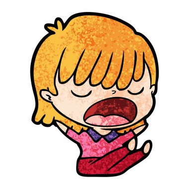 yüksek sesle konuşuyor karikatür kadın