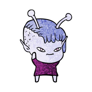 sevimli çizgi uzaylı kız