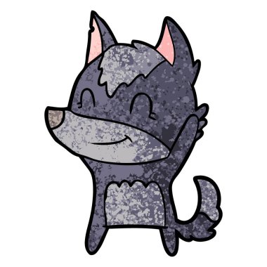 vektör çizim dostu karikatür kurt