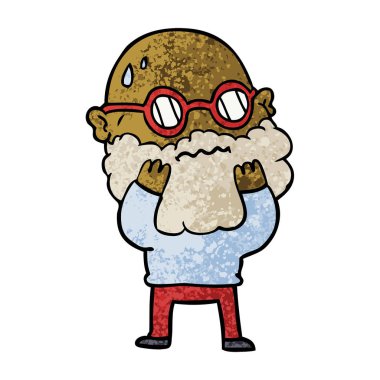 Sakallı endişeli adam çizgi film 