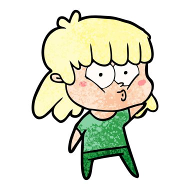 vektör çizim karikatür kız ıslık