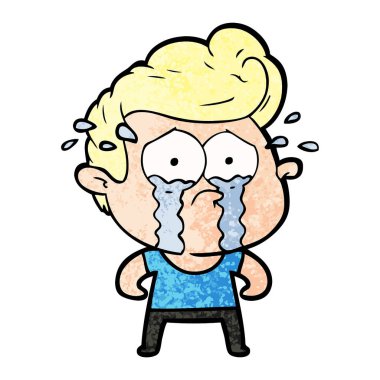 adam ağlıyor çizgi film vektör çizim