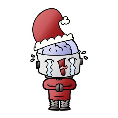 vektör çizim robot ağlıyor çizgi film