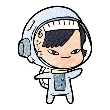 vektör çizim karikatür astronot kadın