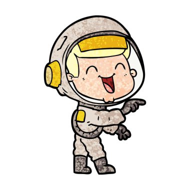 mutlu karikatür astronot vektör çizim