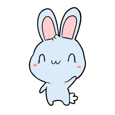 sevimli çizgi tavşan sallayarak