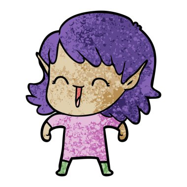 vektör çizim karikatür elf kızı