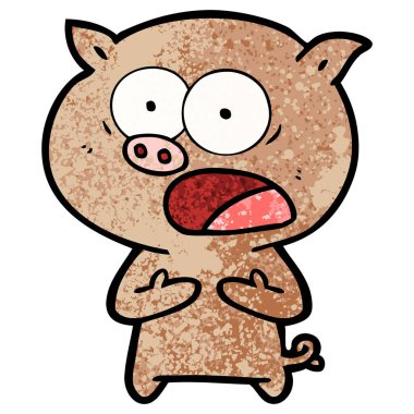 vektör çizim karikatür domuz bağırarak