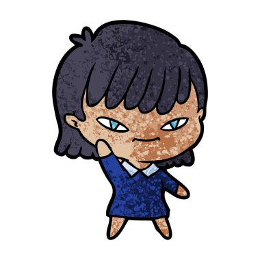 Çizgi filmdeki kadının vektör çizimi