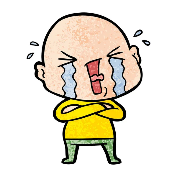 Cartoon Crying Bald Man — Stock Vector