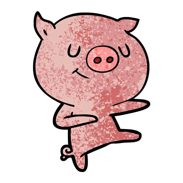 Heureux Dessin Animé Porc Danse — Image vectorielle