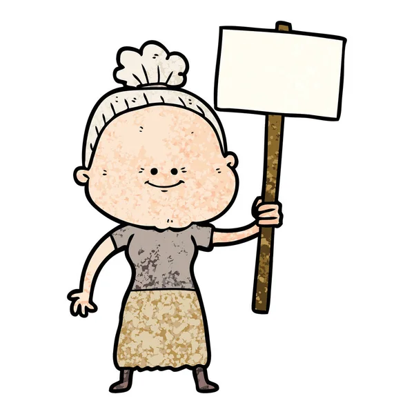Karikatür Mutlu Yaşlı Kadın — Stok Vektör