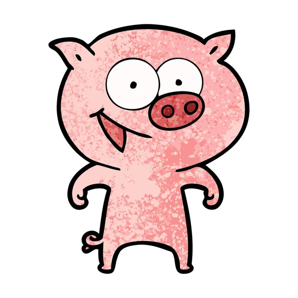 Illustration Vectorielle Dessin Animé Cochon Joyeux — Image vectorielle