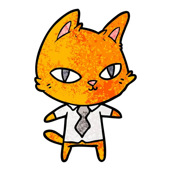 Kreslená Kočka Kanceláři Oblečení — Stockový vektor
