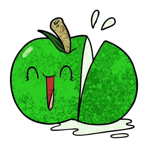 幸せな漫画スライスりんご — ストックベクタ
