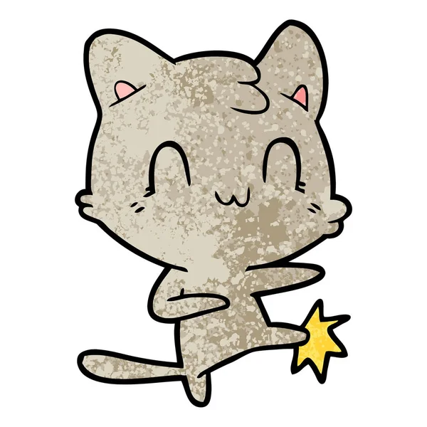 Cartoon Happy Cat Karate Sparkar — Stock vektor