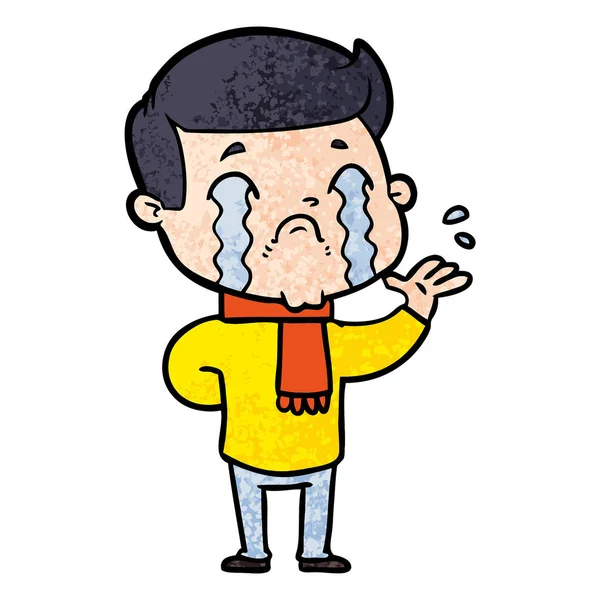 Vector Illustration Cartoon Man Crying — Stock Vector
