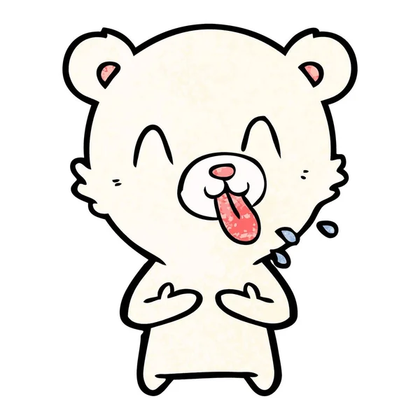 Maleducato Cartone Animato Orso Polare Attaccare Fuori Lingua — Vettoriale Stock