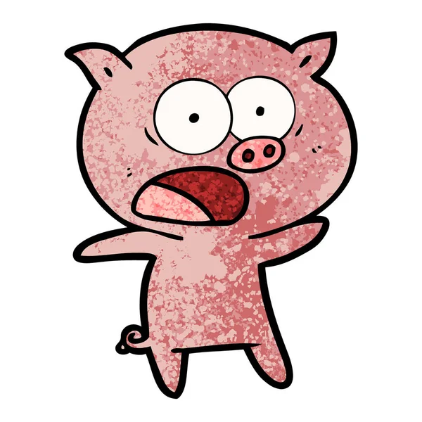 Vector Illustration Cartoon Pig Shouting — Stock Vector