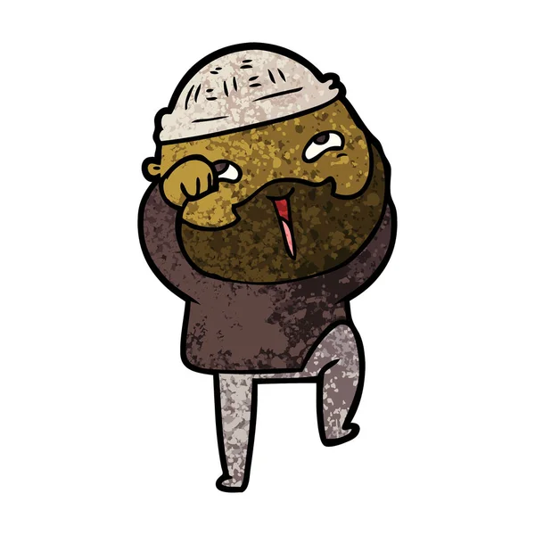 Мультяшний Щасливий Бородатий Чоловік — стоковий вектор