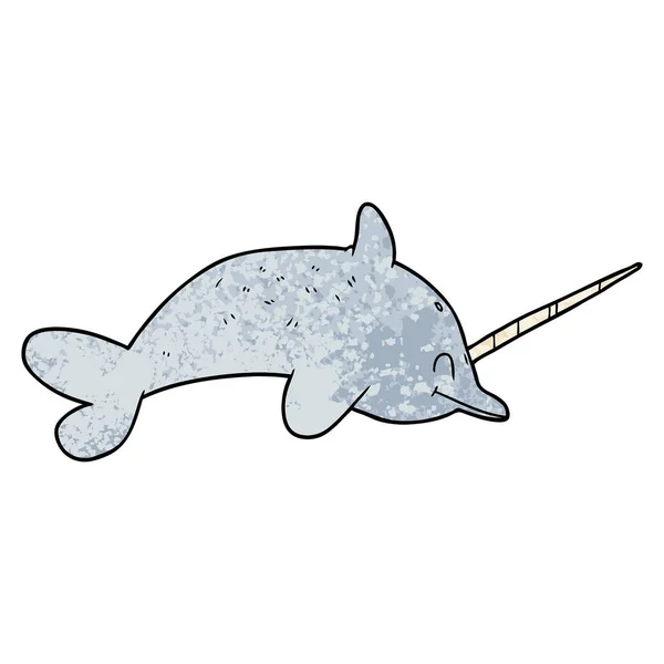 Vector Illustration Cartoon Narwhal — Stock Vector