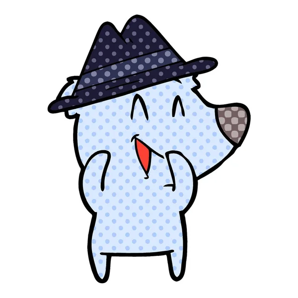 Oso Riendo Dibujos Animados Usando Sombrero — Vector de stock