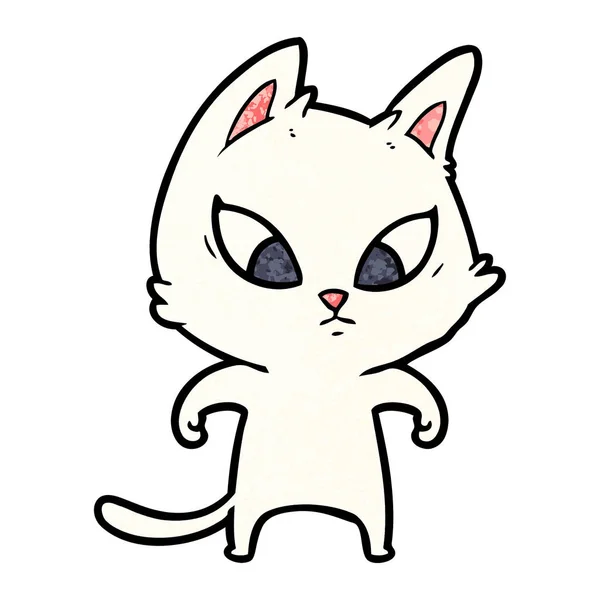 Illustrazione Vettoriale Gatto Cartone Animato Confuso — Vettoriale Stock