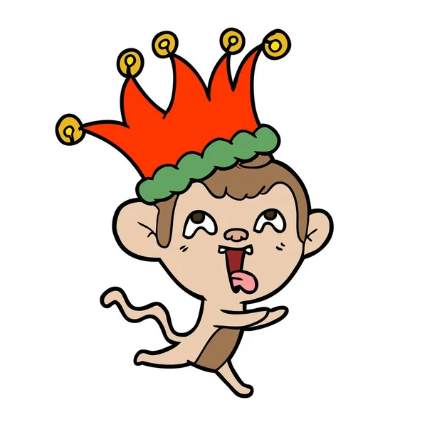 Louco Dos Desenhos Animados Macaco Vestindo Bobo —  Vetores de Stock