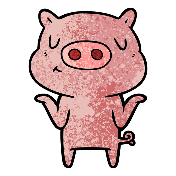 Vector Illustration Cartoon Content Pig — Stock Vector