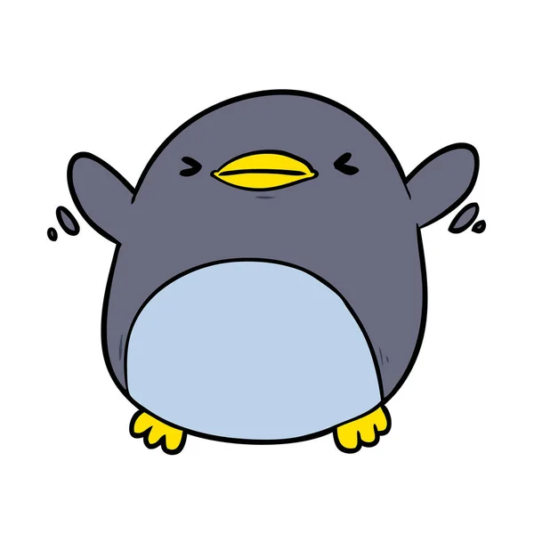 Schattige Cartoon Pinguïn Fladderende Vleugels — Stockvector