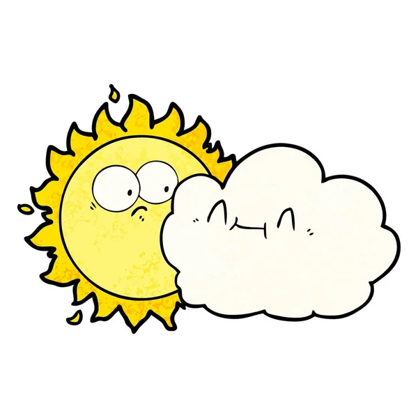 Χαριτωμένο Κινούμενα Σύννεφο Και Τον Ήλιο — Διανυσματικό Αρχείο