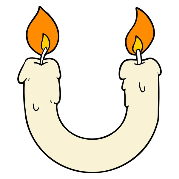 Burning Candle Both Ends Cartoon — Stock Vector