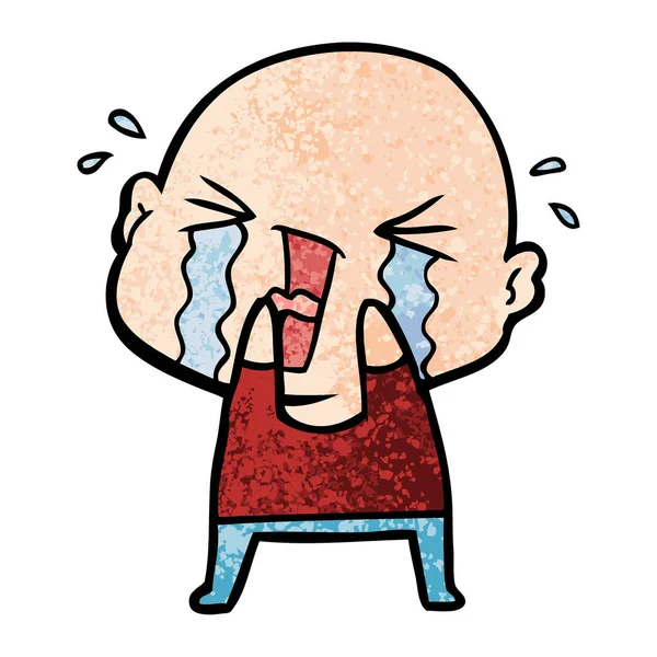 Cartoon Crying Bald Man — Stock Vector