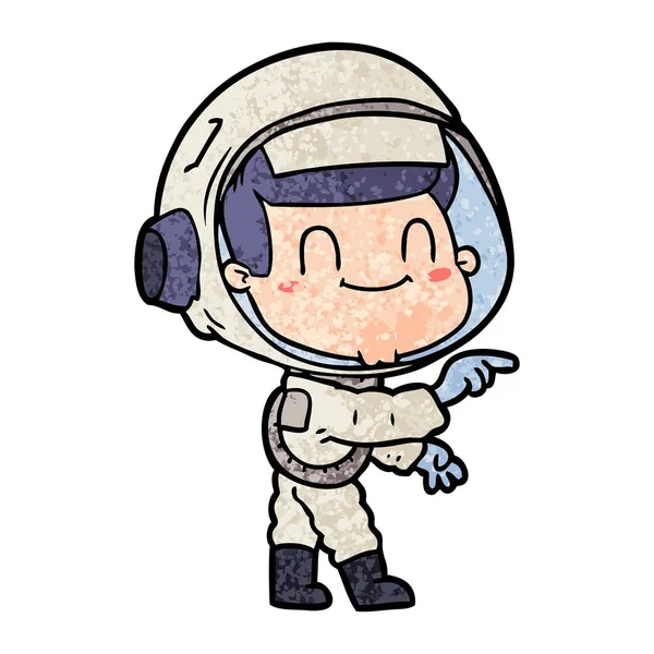 Vektorillustration Glad Cartoon Astronaut — Stock vektor