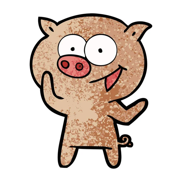 陽気な豚漫画のベクトル イラスト — ストックベクタ
