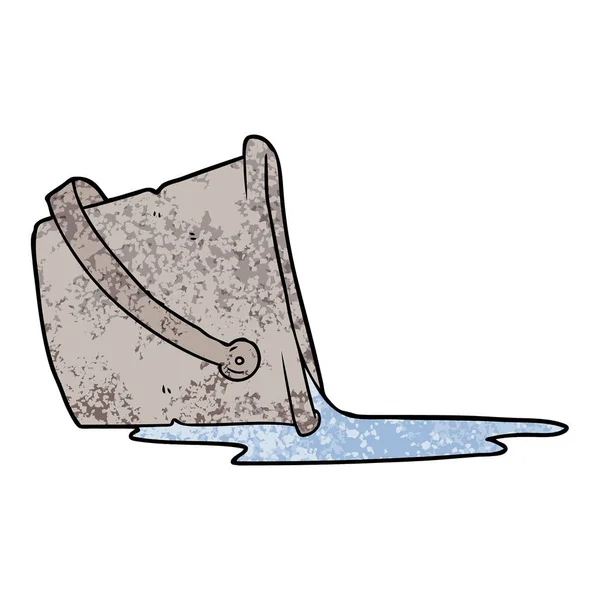 Cartoon Spilled Bucket Water — Stock Vector