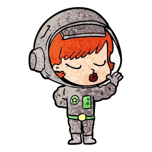 Desenho Animado Menina Astronauta Bonita —  Vetores de Stock