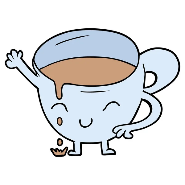 Vector Illustration Cartoon Spilled Teacup — Stock Vector