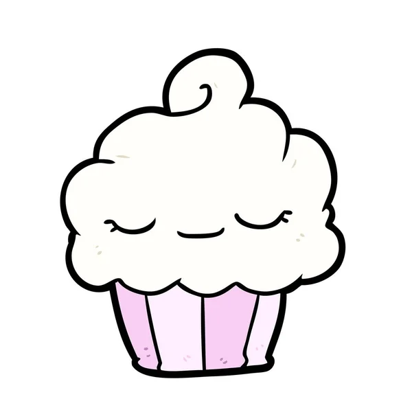 Ilustração Vetorial Cupcake Engraçado Dos Desenhos Animados — Vetor de Stock