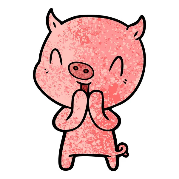 快乐卡通猪的矢量插图 — 图库矢量图片