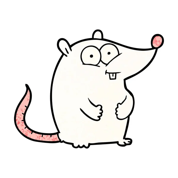 Desenho Animado Rato Laboratório Branco Feliz — Vetor de Stock